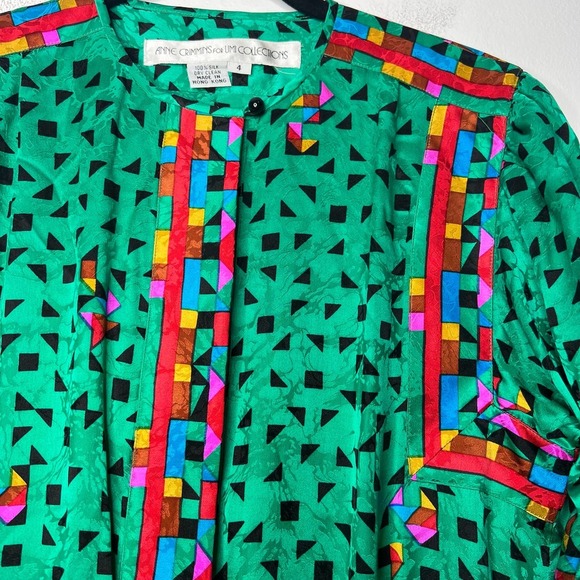 Anne Crimmins Umi Collections 80s Silk Long Sleeve Button Front Maxi Dress Sz 4 - Picture 3 of 8